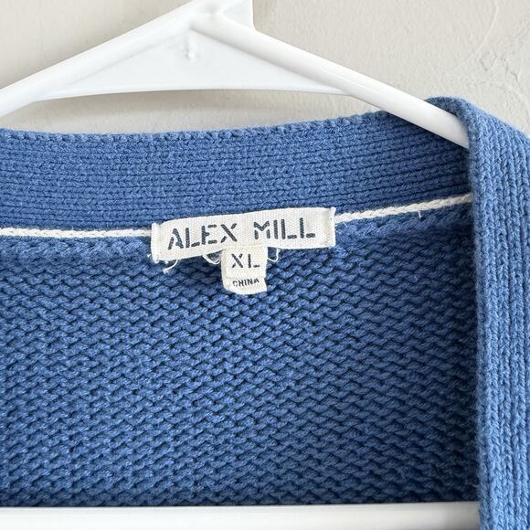 Alex Mill Emma Cardigan Sweater Aegean Blue Size XL Chunky Knit Grandma Style - Picture 3 of 11
